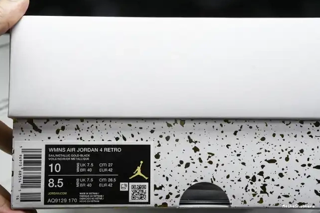 MaikeSneakers Gold Metallic Jordan 4 Retro AQ9129-170 0426